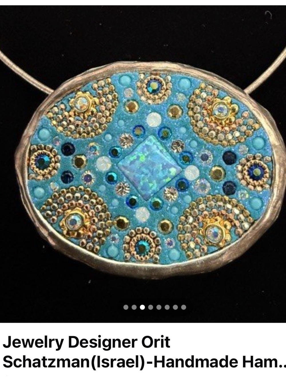 925 Handcrafted Turquoise Mosaic Pendant Necklace